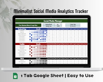 Planificador de redes sociales, calendario mensual de contenido, plantilla para influencers, TikTok, Instagram, YouTube, Facebook, publicación de Pinterest y Hojas de cálculo de Google.