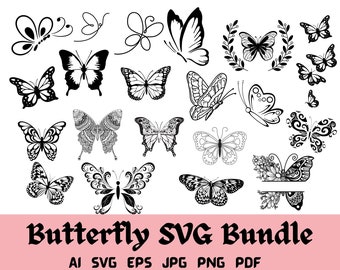 Butterfly SVG, Butterfly Bundle SVG Files, Butterfly SVG Layered, Butterfly Files for Cricut, Butterfly Clipart, Butterflies Svg, Silhouette