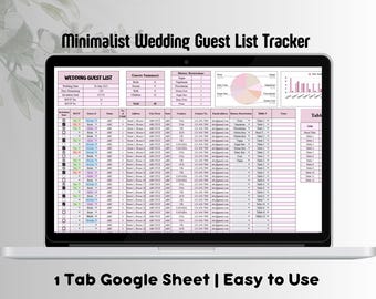 Wedding Guest List Tracker | Wedding Planning Spreadsheet | Google Sheets | Wedding Guest List Spreadsheet | Wedding Template Google Sheet