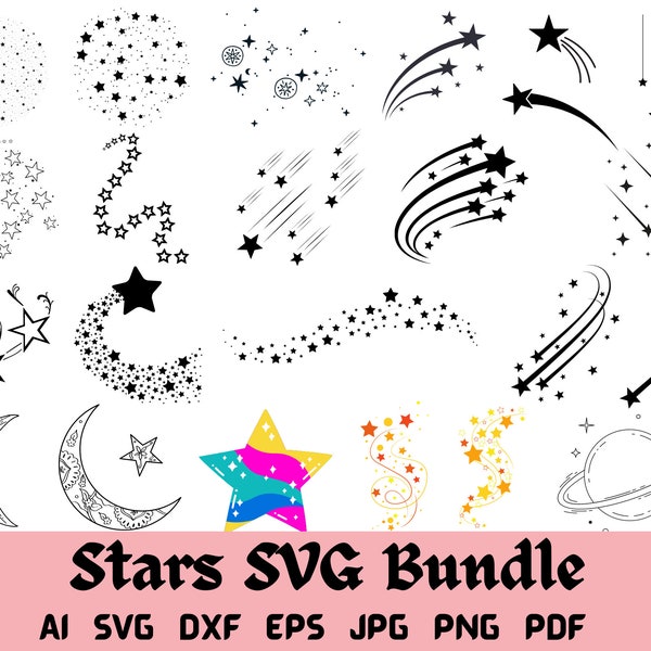 Shooting star svg, Star svg, Stars svg, shooting Star cutfile, sparkle svg, stars sparkle svg, stars svg bundle, svg files for cricut, eps