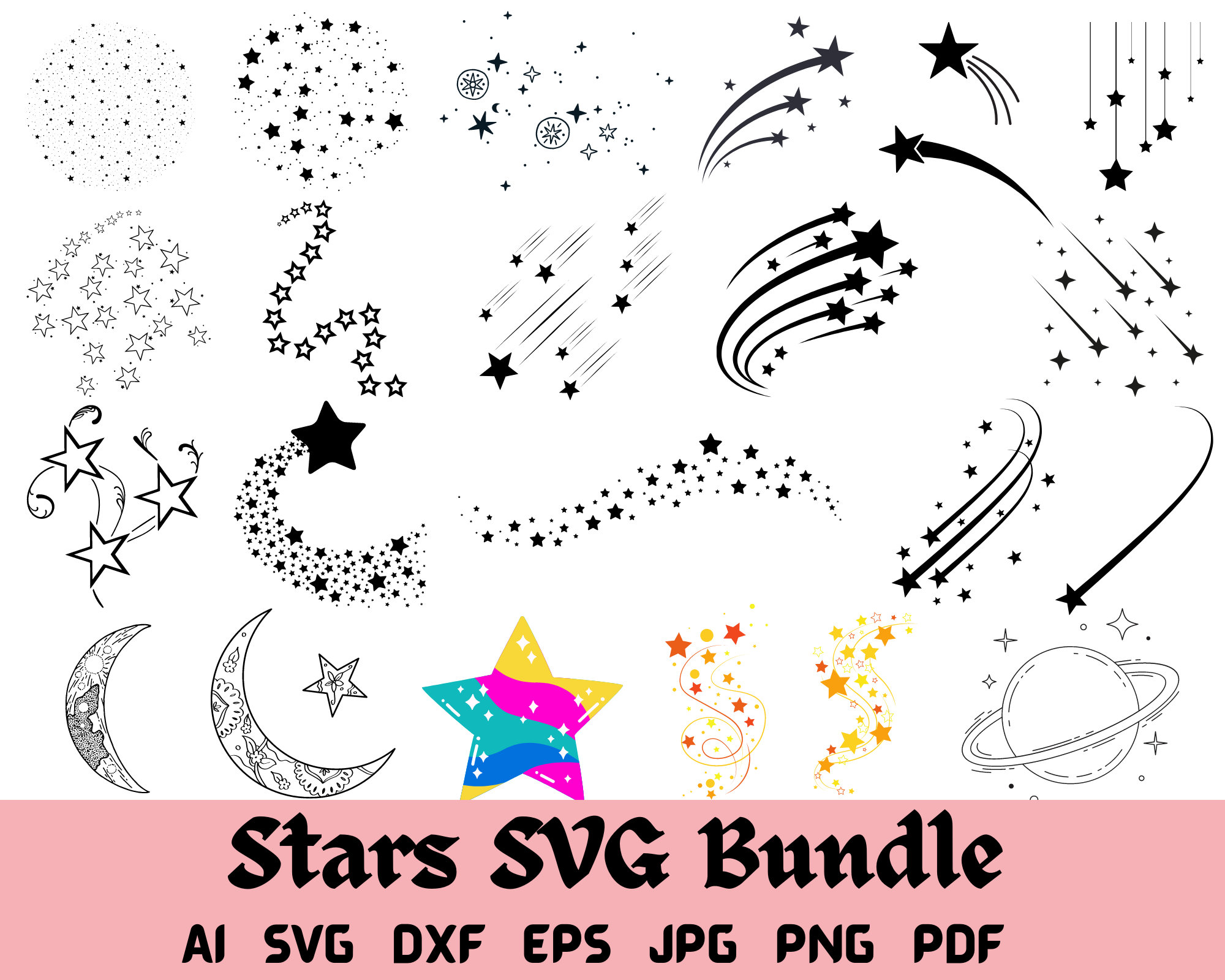 Shooting Star Svg, Star Svg, Stars Svg, Shooting Star Cutfile, Sparkle