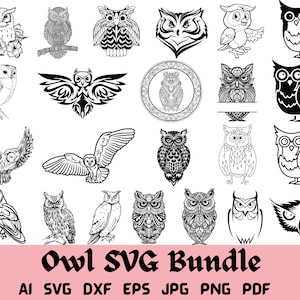 Owl SVG Bundle, Birds SVG bundle, Owl cut file, Owl clipart, Owl svg files for silhouette, Owl files for cricut, Owl svg, Owl dxf, png