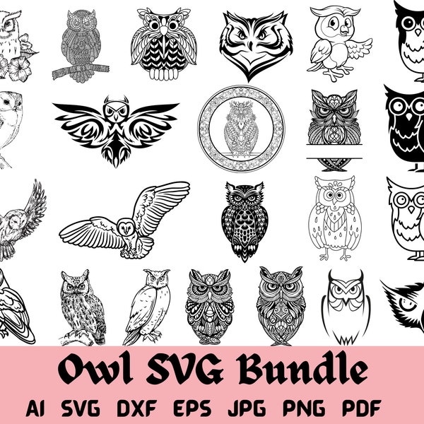 Owl SVG Bundle, Birds SVG bundle, Owl cut file, Owl clipart, Owl svg files for silhouette, Owl files for cricut, Owl svg, Owl dxf, png