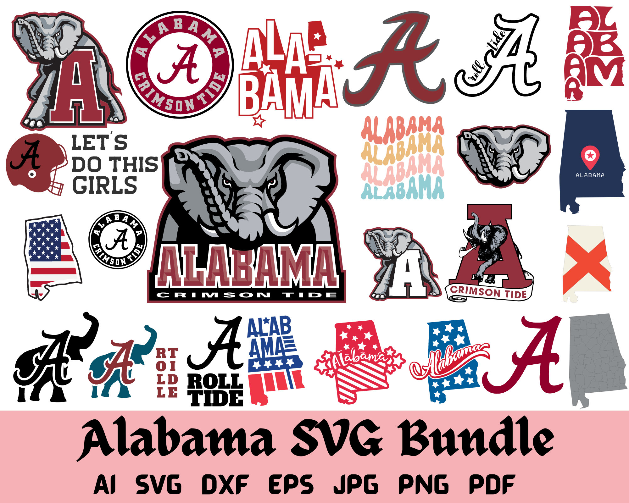 Alabama Svg Alabama Png Roll Tide Svg Alabama Football Svg - Etsy