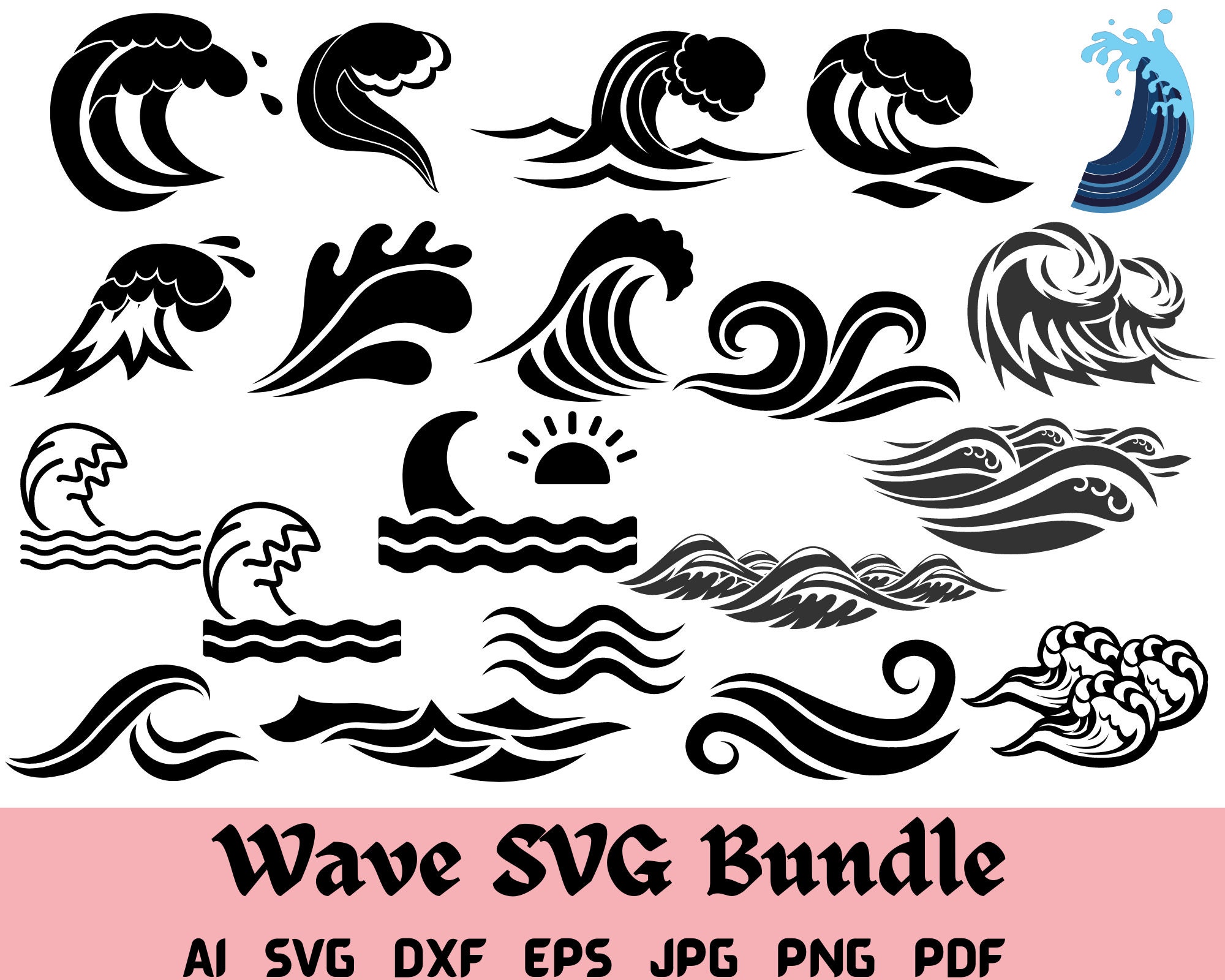 Wave Svg Waves Svg Wave Svg Bundle Sea Wave Svg Wave - Etsy