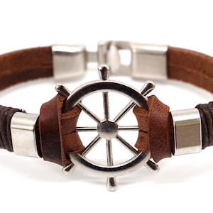 Pulseira masculina luxuosa feita de couro genuíno