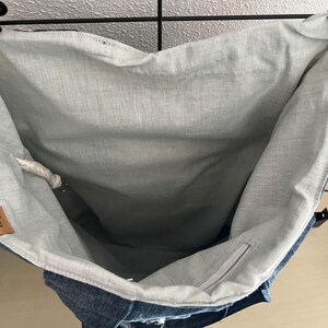 Shopper van gerecyclede jeans met gehaakte accenten afbeelding 4