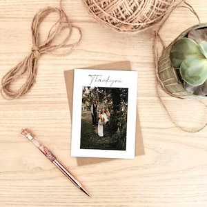 Cartão de agradecimento de casamento, cartas após o casamento, agradecimento pelos presentes de casamento, sinceramente, cartão de agradecimento com foto, agradecimento personalizado