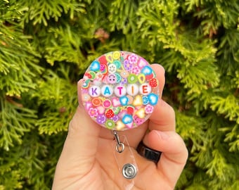Y2K Custom Name Badge Reel | Iridescent Retractable Badge