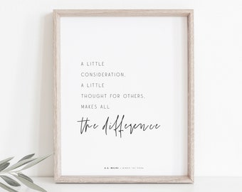 Winnie the Pooh Farmhouse Printable Quote, Home Sign, Inspirational Friendship, Family Living Wall Decor, Minimal Modern Type, Custom Color
