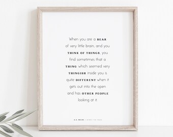 Winnie the Pooh Farmhouse Printable Quote, Home Sign, Family Living Room Bedroom Wall Art, Minimal Modern Inspirational Type, Custom Color