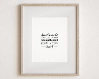 Winnie the Pooh Farmhouse Printable Quote, Home Sign, Family Living Room Wall Art Decor, Minimal Modern Inspirational Type, Custom Color