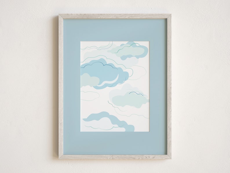 Printable Landscape Nursery Wall Art Cloud Illustration Kids Etsy