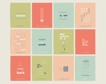 Printable Eating Disorder Recovery Affirmation Cards, Disordered Eating Mirror Notes, Motivation Poster, Body Image Inspiration Bright Color