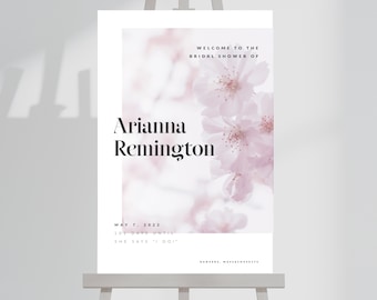 Bridal Shower Bachelorette Printable Welcome Sign, Floral Wedding Shower Poster, Hen Party Flower Foam Board Banner, Purple, Customized