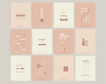 Printable Eating Disorder Recovery Affirmation Cards, Disordered Eating Mirror Notes, Motivation Poster, Body Image Inspiration Neutral Pink