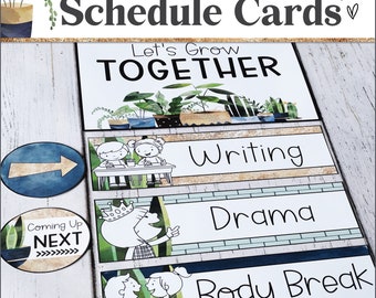 Classroom Schedule Cards with Graphics | Boho Visual Classroom Schedule | Editable Schedule Cards for Classroom | Plants Classroom Decor