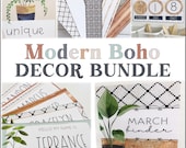 Modern Boho Classroom Decor Bundle | Editable Classroom Decor Bundle | Neutral Classroom Decor | Boho Plants Classroom Decor Bundle