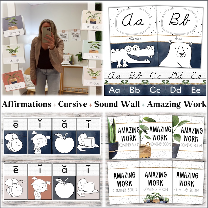 Modern Boho Classroom Decor Bundle Editable Classroom Decor Etsy