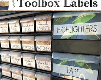 Teacher Toolbox Labels | Editable Teacher Toolbox Labels for Boho Plants Classroom Decor Bundle | Drawer Labels for Toolbox Organization