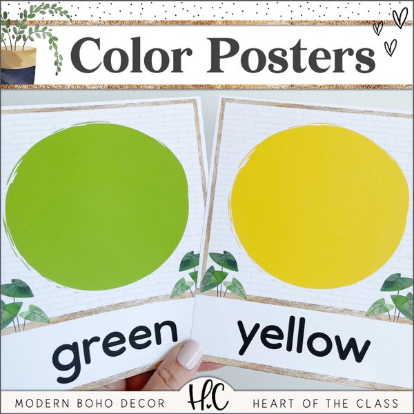 Boho Classroom Color Posters | Editable Color Posters