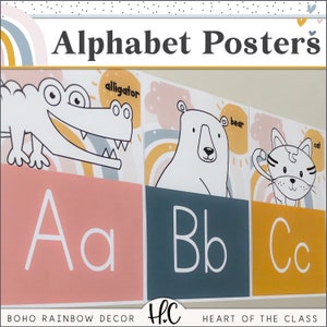 Alphabet Poster | Boho Regenbogen Klassenzimmer Alphabet | Primäres Alphabet