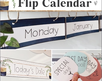 Flip Calendar | Modern Boho Classroom Decor | Classroom Flip Calendar