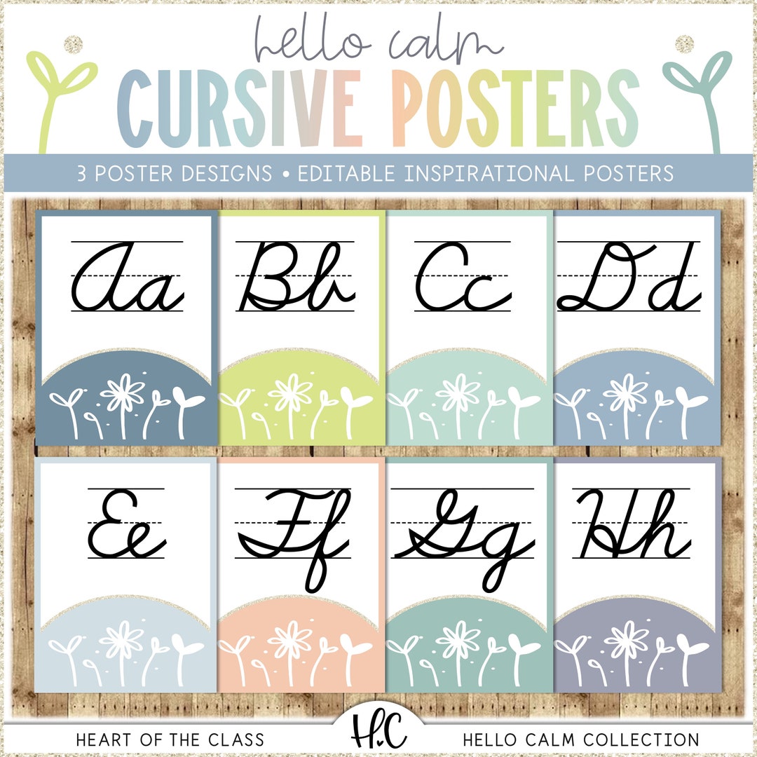Classroom Cursive Alphabet Posters | Hello Calm Classroom Decor ...