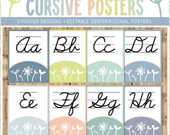 Classroom Cursive Alphabet Posters | Hello Calm Classroom Decor | Printable Classroom Decor