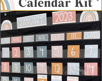 Classroom Calendar | Boho Rainbow Classroom Decor | Editable Classroom Calendar