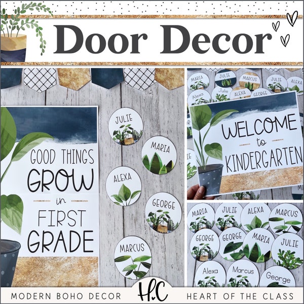 Classroom Door Decor | Modern Boho | Editable Classroom Decor