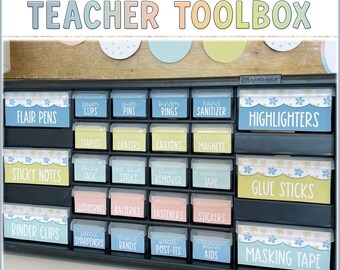 Hello Calm Pastel Classroom Decor: Teacher Toolbox Editable Labels (Digital Download)