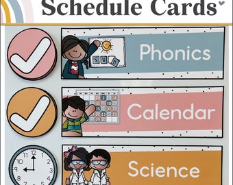 Classroom Schedule Cards | Boho Rainbow Classroom Decor | Editable Visual Schedule