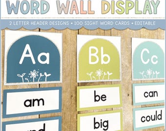 Hello Calm Classroom Word Wall with Editable Sight Word Cards | Calm Pastel Classroom Decor | Digital Download