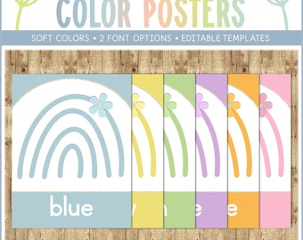 Classroom Color Posters with Editable Color Words | Hello Calm Classroom Decor | Printable Classroom Decor