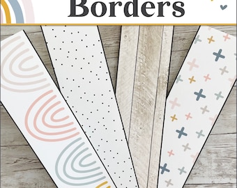 Printable Classroom Borders | Boho Rainbow Bulletin Board Borders | Boho Classroom Decor Bulletin Board Borders | Scalloped Borders