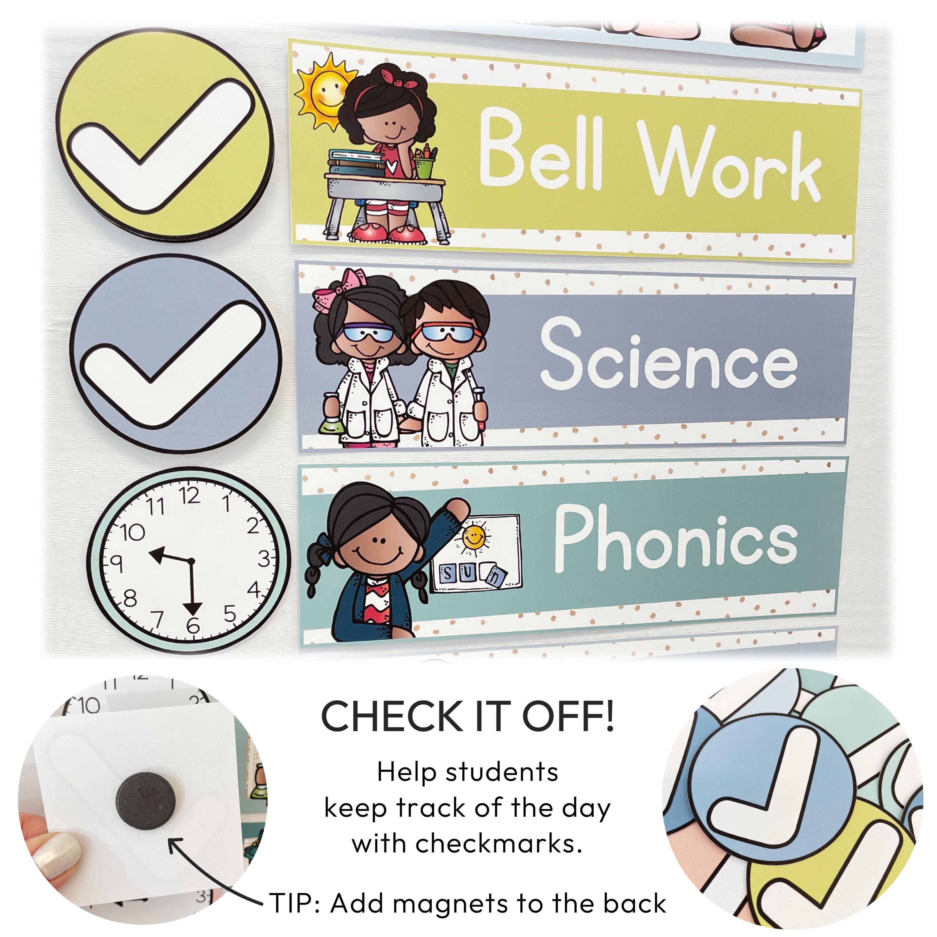 Hello Calm Classroom Visual Schedule Cards With Graphics and Clocks ...