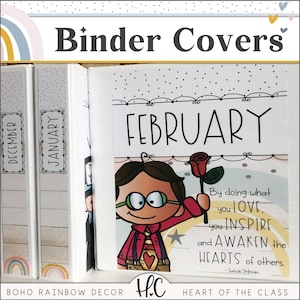 Boho Rainbow Binder Covers and Spines | Editable Teacher Binder Covers | Boho Rainbow Classroom Decor | Editable Binder Covers