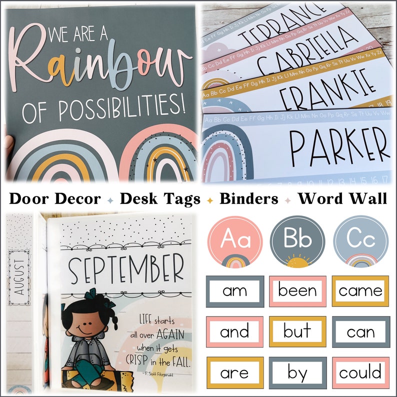 Boho Rainbow Classroom Decor Bundle Modern Classroom Decor Etsy
