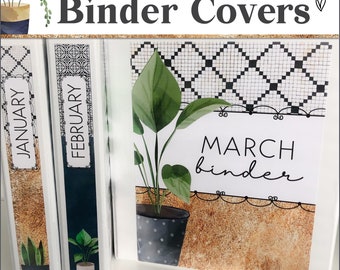 Binder Covers and Spines | Boho Plants Classroom Decor | Editable Binders