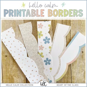 Hello Calm Printable Borders for Classroom Bulletin Board | Pastel Classroom Decor | Digital Download