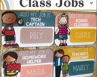 Classroom Jobs Display | Editable Text | Boho Rainbow Classroom Decor