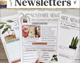 Classroom Newsletters | Boho Plants Classroom Decor | Editable Classroom Newsletters