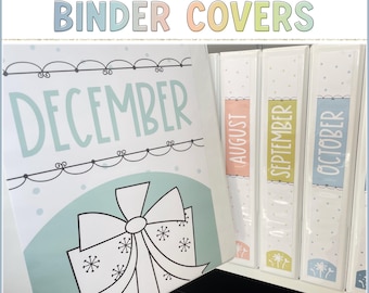 Hello Calm Monthly Theme Teacher Binder Covers and Spines | Editable Pastel Cute Classroom Decor | Digital Download