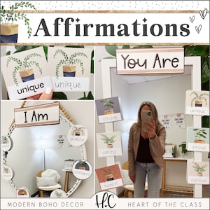 Classroom Affirmation Station | Modern Boho Classroom | Affirmation Cards