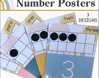 Boho Rainbow Number Posters | Ten Frames Posters | Classroom Decor | Boho Classroom Decor