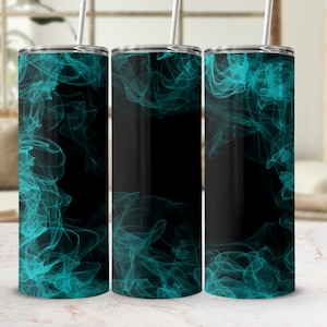 Teal Smoke Tumbler Png, 20 oz Skinny Tumbler Wrap Sublimation Design Straight Tapered Template, Background Smokey Tumbler, Digital Download