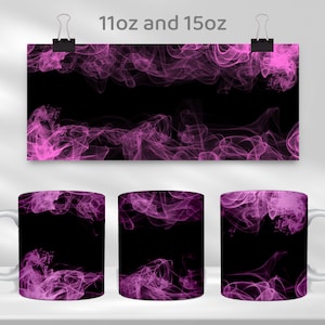 Pink Smoke Mug Sublimation Template, Black to Blue 11oz & 15oz Mug Wrap Sublimation Design, Background Smokey Mug Template, Cricut Mug Press