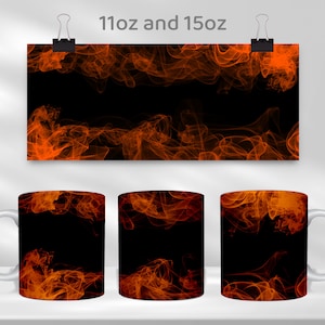 Orange Smoke Mug Sublimation Template, 11oz & 15oz Mug Wrap Sublimation Design, Background Smokey Mug Template, Cricut Mug Press