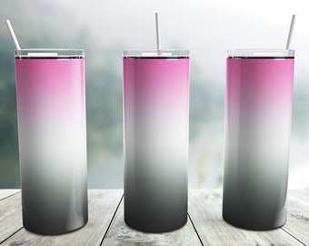 Pink Gray Ombre Tumbler Wrap PNG, 20 oz Skinny Tumbler Sublimation Design Template, Seamless Tumbler Wrap, Gradient Tumbler Png